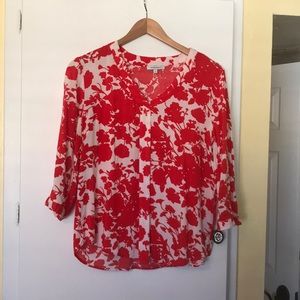 Ann Taylor Loft- Shadow Print Blouse